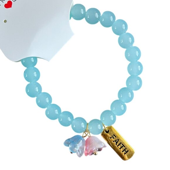 Charmze Stackable Stretch Floral Faith Beaded Bracelet NEW - Picture 4 of 4